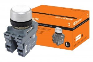 TDM Кнопка MP1-20W в сборе d22мм 1з+1р белая  