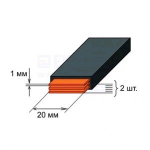 TDM Шина медная гибкая изолированная ШМГ 2х(20x1мм) 2м. 