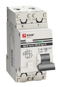 Дифавтомат 2P, 25A/10A, 4,5kA, 220-230V